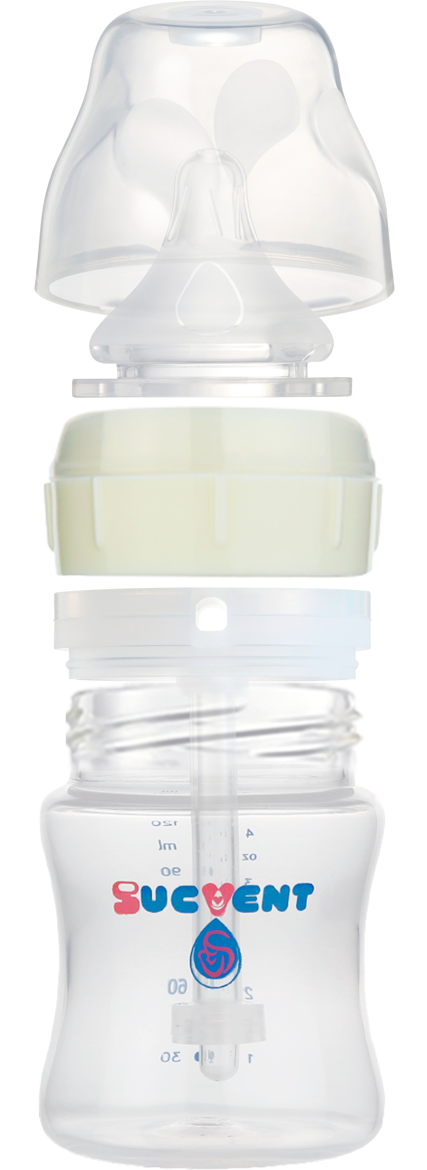 SUCVENT Anti-Choking & Anti-Colic PP Baby Bottle 120ml with S Nipple (1-3 Months)