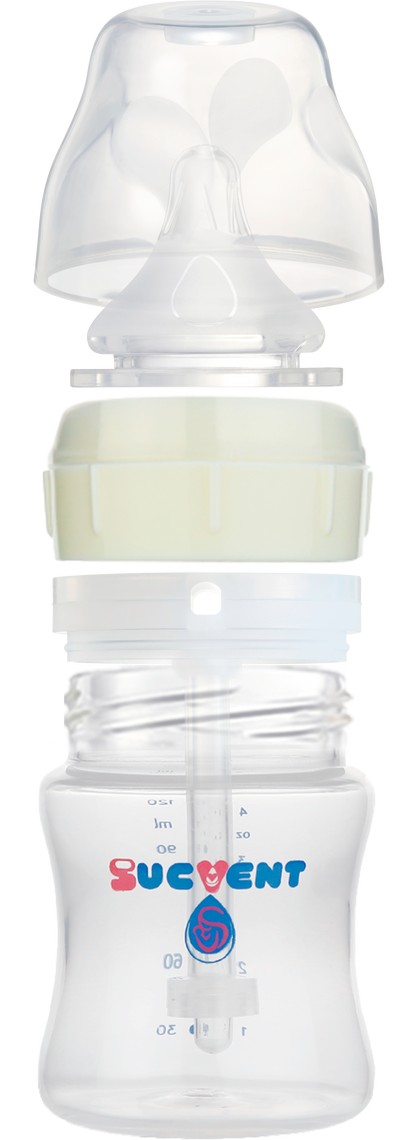 SUCVENT Anti-Choking & Anti-Colic PP Baby Bottle 120ml with S Nipple (1-3 Months)
