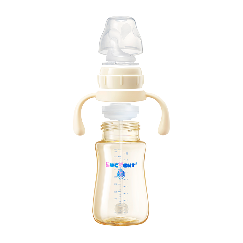 SUCVENT Sippy Cup with Weighted Straw & Handles 300ml - Anti-Spill Training Cup