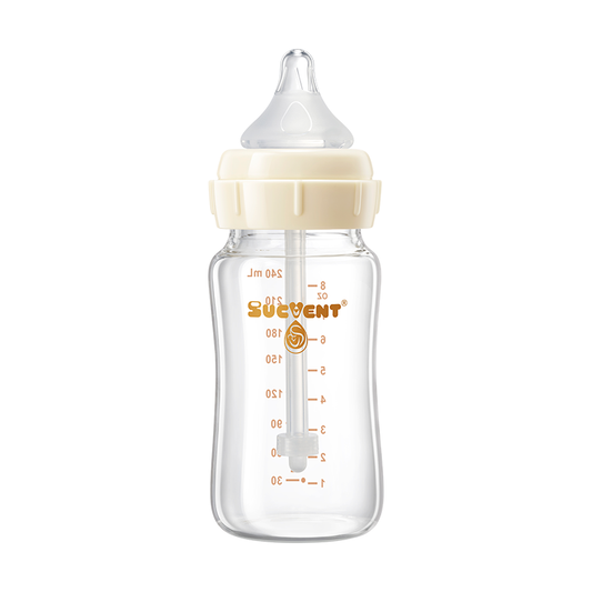 SUCVENT Anti-Choking & Anti-Colic Glass Baby Bottle 240ml for Growing Babies