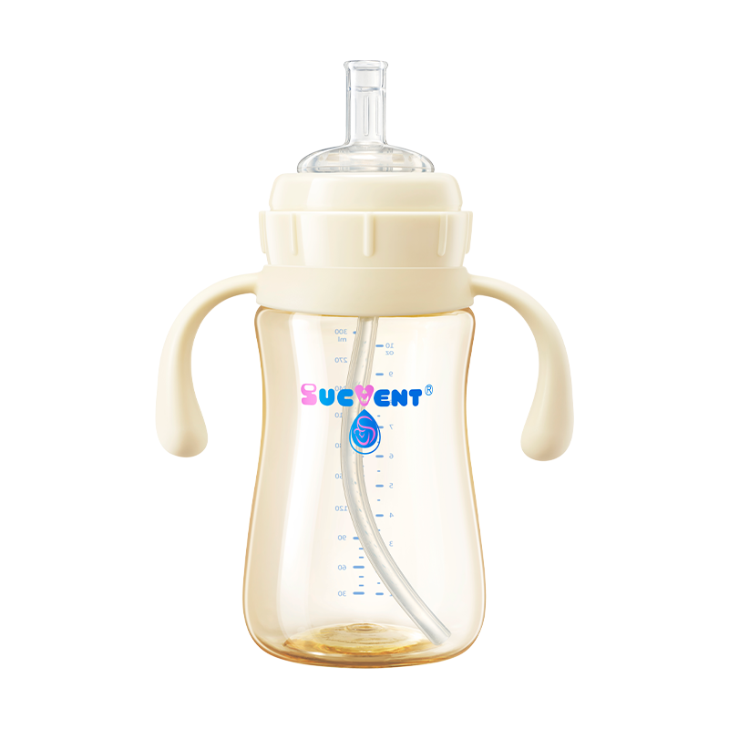 SUCVENT Sippy Cup with Straw and Handles 300ml - Spill Proof Toddler Training Cup