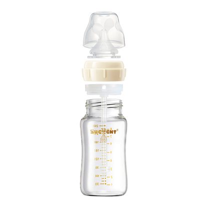 SUCVENT Anti-Choking & Anti-Colic Glass Baby Bottle 240ml for Growing Babies